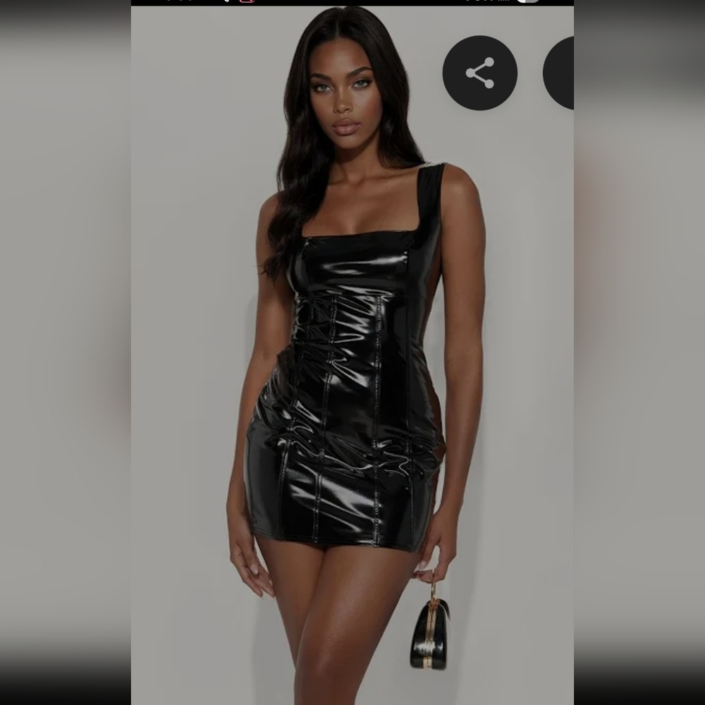 Black Faux Leather Mini Dress